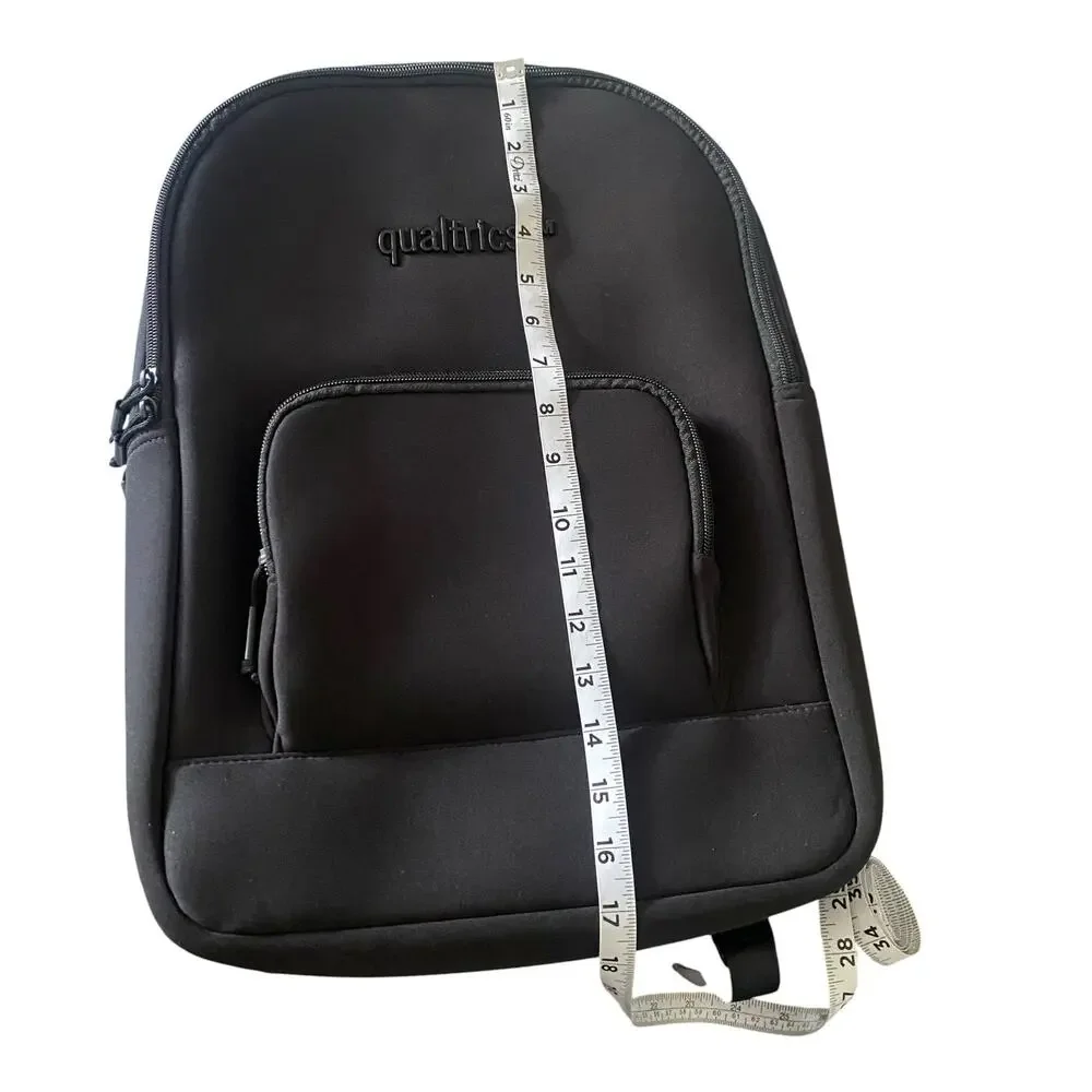 Qualtrics Black on Black Waterproof Backpack with Pockets - Laptop Bookbag NEW